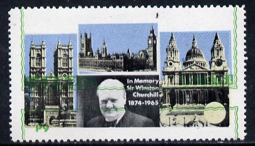 Pabay 1968 Churchill 6d with green (frame, name & value) inverted (unmounted mint but slight set-off on gummed side), stamps on churchill  personalities