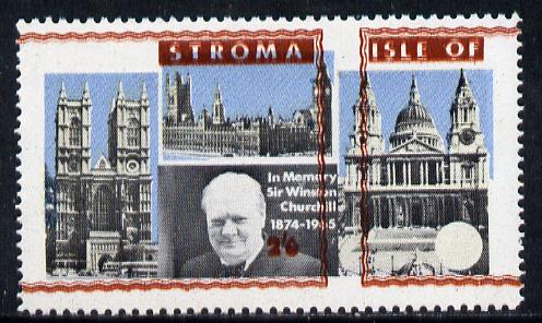 Stroma 1968 Churchill 2s6d with brown (frame, name & value) misplaced (slight set-off on gummed side), stamps on , stamps on  stamps on churchill  personalities 