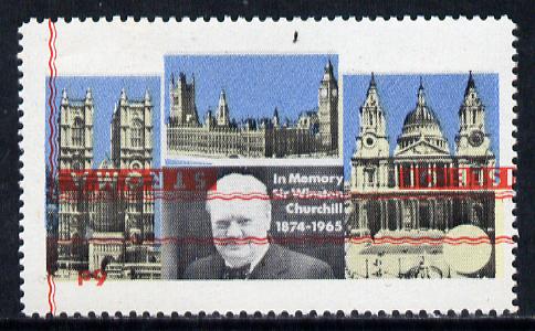 Stroma 1968 Churchill 6d with red (frame, name & value) inverted (slight set-off on gummed side), stamps on churchill  personalities