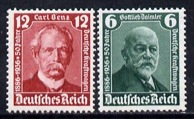 Germany 1936 Daimler & Benz set of 2, SG 601-2, stamps on , stamps on  stamps on cars, stamps on daimler, stamps on benz