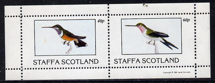 Staffa 1981 Hummingbirds #01 perf,set of 2 values (40p & 60p) unmounted mint, stamps on , stamps on  stamps on birds     humming-birds, stamps on  stamps on hummingbirds