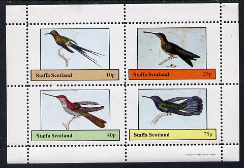 Staffa 1981 Hummingbirds #03 perf,set of 4 values (10p to 75p) unmounted mint, stamps on birds, stamps on humming-birds, stamps on hummingbirds