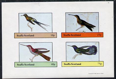 Staffa 1981 Hummingbirds #03 imperf,set of 4 values (10p to 75p) unmounted mint , stamps on , stamps on  stamps on birds     humming-birds, stamps on  stamps on hummingbirds