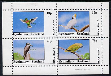 Eynhallow 1981 Birds #03 (Humming Bird, Cockatoo, Kookaburra & Parrot) perf,set of 4 values (10p to 75p) unmounted mint , stamps on , stamps on  stamps on birds     humming-birds, stamps on  stamps on hummingbirds    parrot