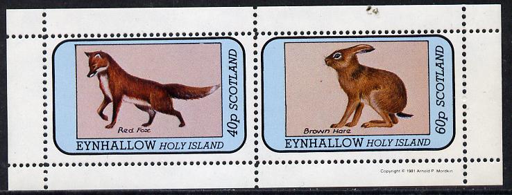 Eynhallow 1981 Animals #03 (Red Fox & Brown Hare) perf  set of 2 values (40p & 60p) unmounted mint, stamps on animals    fox    dogs, stamps on  fox , stamps on foxes, stamps on 