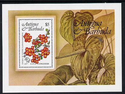 Antigua 1984 Universal Postal Union Congress Flowers $5 m/sheet unmounted mint, SG MS 839, stamps on , stamps on  stamps on flowers  upu, stamps on  stamps on  upu , stamps on  stamps on 