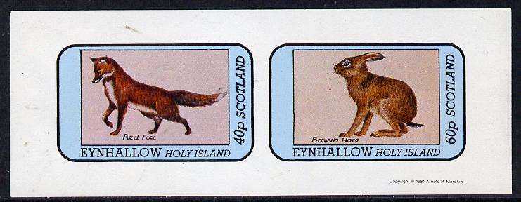 Eynhallow 1981 Animals #03 (Red Fox & Brown Hare) imperf set of 2 values (40p & 60p) unmounted mint, stamps on , stamps on  stamps on animals    fox    dogs, stamps on  stamps on  fox , stamps on  stamps on foxes, stamps on  stamps on  