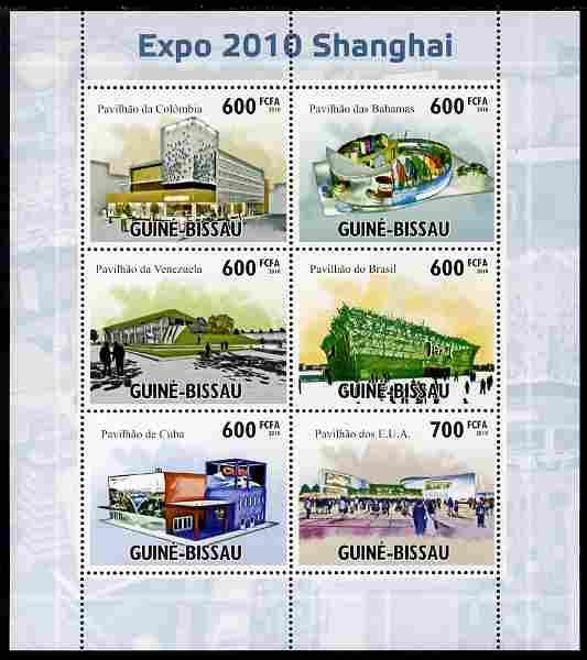 Guinea - Bissau 2010 Shanghai EXPO 2010 perf sheetlet containing 6 values unmounted mint , stamps on , stamps on  stamps on expo