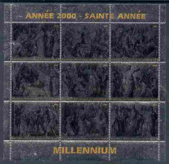 Congo 2000 - Millennium Holy Year #1 perf sheetlet containing 9 values printed on silver foil unmounted mint, stamps on , stamps on  stamps on arts, stamps on  stamps on millennium, stamps on  stamps on religion