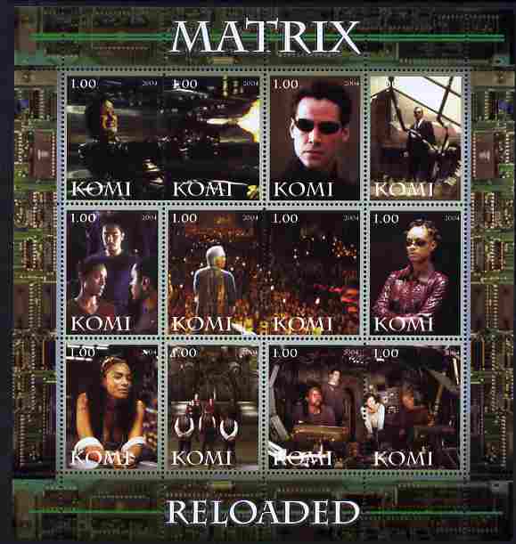 Komi Republic 2004 Matrix Reloaded #2 perf sheetlet containing set of 12 values unmounted mint, stamps on , stamps on  stamps on films, stamps on  stamps on cinema, stamps on  stamps on movies, stamps on  stamps on sci-fi