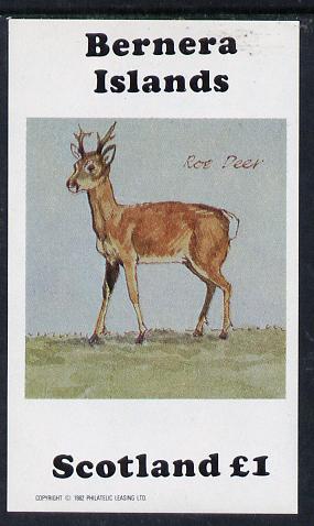 Bernera 1982 Roe Deer imperf souvenir sheet (£1 value) unmounted mint, stamps on animals   deer