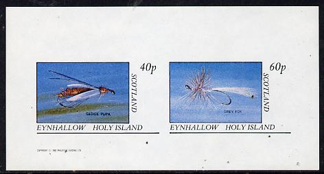 Eynhallow 1982 Fishing Flies (Sedge pupa & Grey Fox) imperf  set of 2 values (40p & 60p) unmounted mint, stamps on , stamps on  stamps on fishing