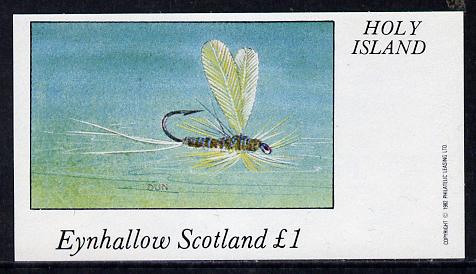 Eynhallow 1982 Fishing Flies (Dun) imperf souvenir sheet (£1 value) unmounted mint, stamps on fishing