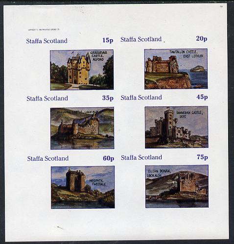 Staffa 1982 Castles #1 imperf  set of 4 values (15p to 75p) unmounted mint, stamps on , stamps on  stamps on castles, stamps on  stamps on scots, stamps on  stamps on scotland