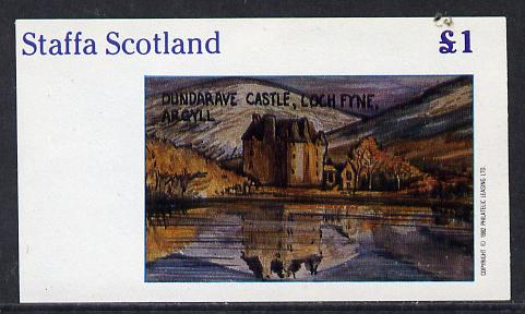 Staffa 1982 Castles #1 (Dundarave Castle) imperf souvenir sheet (£1 value) unmounted mint, stamps on castles, stamps on scots, stamps on scotland