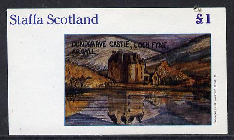 Staffa 1982 Castles #1 (Dundarave Castle) imperf souvenir sheet (Â£1 value) unmounted mint, stamps on , stamps on  stamps on castles, stamps on  stamps on scots, stamps on  stamps on scotland