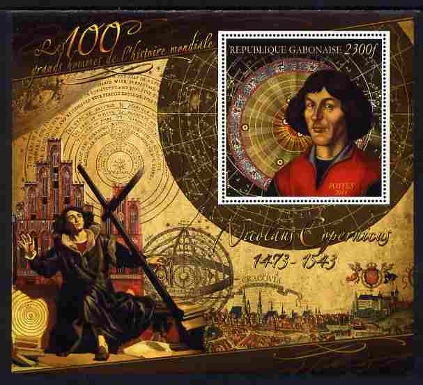 Gabon 2010-12 Greatest Personalities in World History - Nicolaus Copernicus large perf s/sheet unmounted mint, stamps on , stamps on  stamps on personalities, stamps on  stamps on space, stamps on  stamps on science, stamps on  stamps on maths, stamps on  stamps on mathematics, stamps on  stamps on astronomy