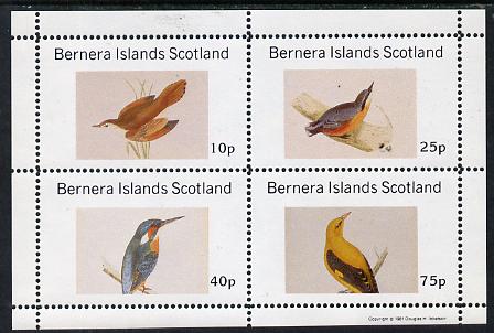 Bernera 1981 Birds #07 (Kingfisher, Nuthatch, etc) perf  set of 4 values (10p to 75p) unmounted mint, stamps on , stamps on  stamps on birds   kingfisher