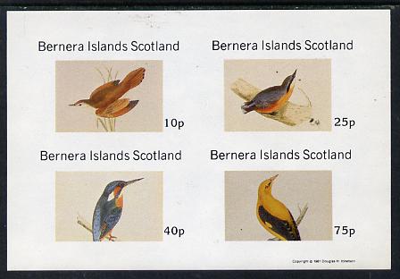 Bernera 1981 Birds #07 (Kingfisher, Nuthatch, etc) imperf  set of 4 values (10p to 75p) unmounted mint , stamps on , stamps on  stamps on birds   kingfisher