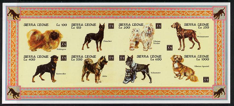 Sierra Leone 1994 Chinese New Year - Year of the Dog imperf sheetlet containing 8 values unmounted mint, as SG 2106a, stamps on dogs, stamps on lunar