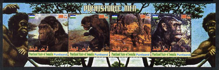 Puntland State of Somalia 2011 Pre-historic Man perf sheetlet containing 4 values unmounted mint, stamps on , stamps on  stamps on dinosaurs, stamps on  stamps on civilizations, stamps on  stamps on 