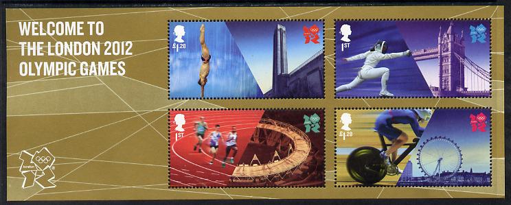 Great Britain 2012 Welcome to the London Olympic Games perf m/sheet unmounted mint, stamps on , stamps on  stamps on olympics, stamps on  stamps on london, stamps on  stamps on bicycles, stamps on  stamps on fencing, stamps on  stamps on diving, stamps on  stamps on running, stamps on  stamps on bridges, stamps on  stamps on 