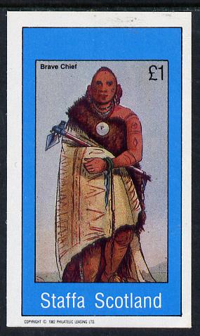 Staffa 1982 N American Indians #01 imperf souvenir sheet (£1 value) unmounted mint , stamps on cultures, stamps on indians, stamps on americana, stamps on wild west