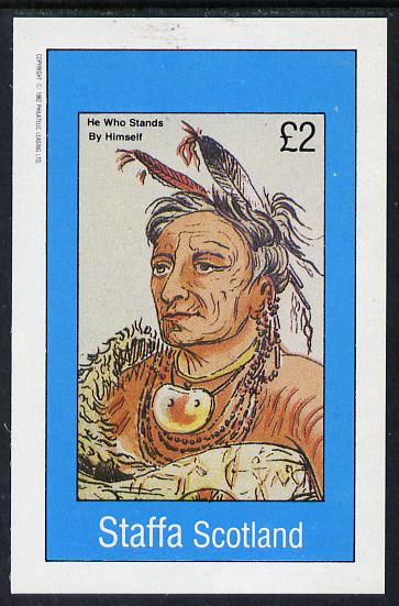 Staffa 1982 N American Indians #01 imperf deluxe sheet (£2 value) unmounted mint , stamps on cultures    indians   americana, stamps on wild west