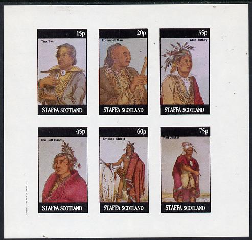 Staffa 1982 N American Indians #02 imperf set of 6 values unmounted mint , stamps on cultures    indians   americana, stamps on wild west