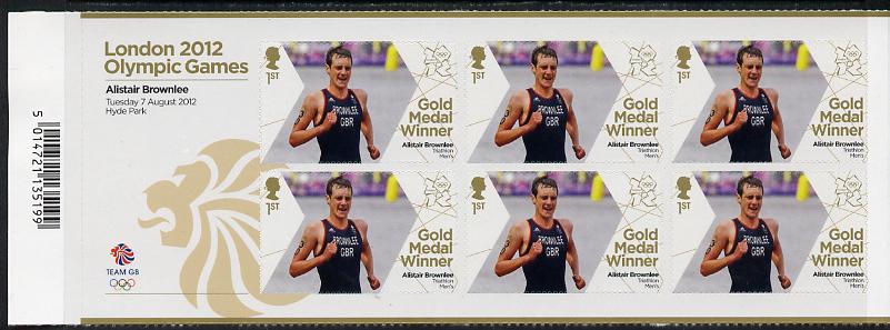 Great Britain 2012 London Olympic Games Team Great Britain Gold Medal Winner #19 - Alistair Brownlee (Triathlon) self adhesive sheetlet containing 6 x first class values unmounted mint, stamps on , stamps on  stamps on olympics, stamps on  stamps on self adhesive, stamps on  stamps on london, stamps on  stamps on athletics