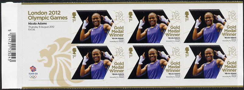 Great Britain 2012 London Olympic Games Team Great Britain Gold Medal Winner #24 - Nicola Adams (Boxing) self adhesive sheetlet containing 6 x first class values unmounted mint, stamps on , stamps on  stamps on olympics, stamps on  stamps on self adhesive, stamps on  stamps on london, stamps on  stamps on boxing