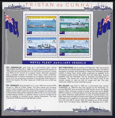 Tristan da Cunha 1978 Royal Fleet Auxilliary Vessels perf m/sheet unmounted mint, SG MS254, stamps on ships, stamps on 