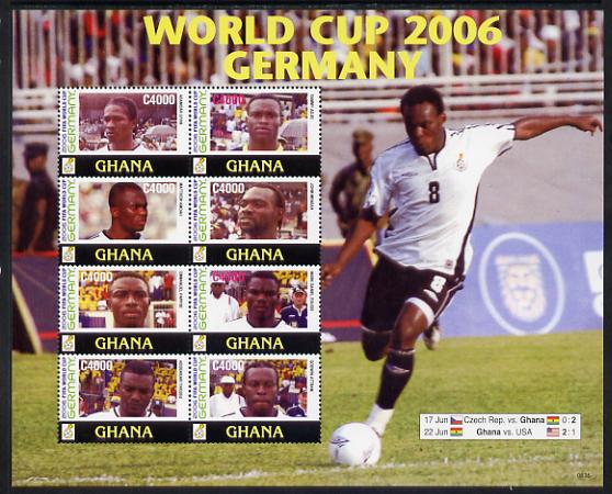 Ghana 2006 Football World Cup perf sheetlet containing 8 values unmounted mint, SG 3552-59, stamps on , stamps on  stamps on football