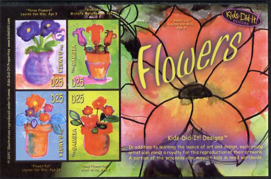 Gambia 2006 Kids Do It - Children's Paintings - Flowers perf sheetlet containing set of 4 unmounted mint SG 4912-15, stamps on arts, stamps on children, stamps on flowers