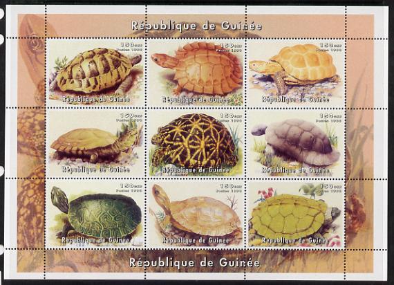 Guinea - Bissau 1999 Turtles perf sheetlet containing 9 values unmounted mint. Note this item is privately produced and is offered purely on its thematic appeal , stamps on , stamps on  stamps on animals, stamps on  stamps on reptiles, stamps on  stamps on turtles