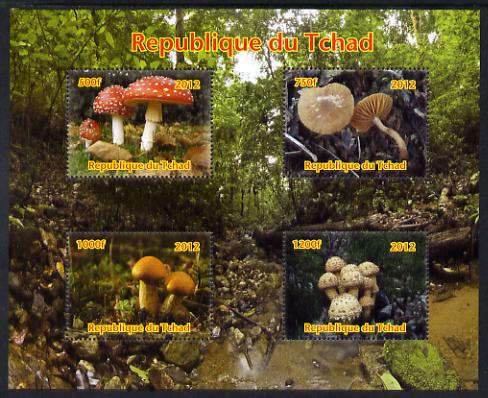 Chad 2012 Fungi perf sheetlet containing 4 values unmounted mint. Note this item is privately produced and is offered purely on its thematic appeal. , stamps on , stamps on  stamps on fungi