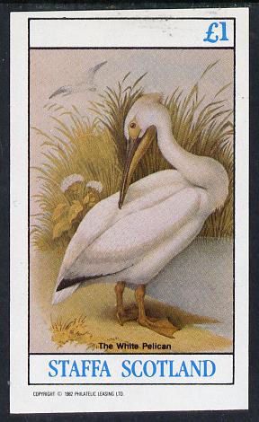 Staffa 1982 Birds #10 (White Pelican) imperf souvenir sheet (Â£1 value) unmounted mint, stamps on , stamps on  stamps on birds