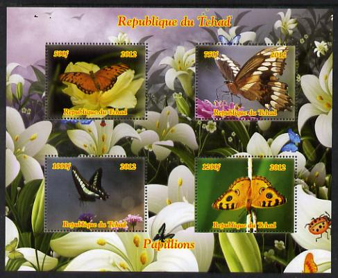 Chad 2012 Butterflies #2 perf sheetlet containing 4 values unmounted mint. Note this item is privately produced and is offered purely on its thematic appeal. , stamps on , stamps on  stamps on butterflies