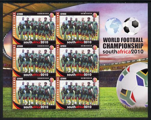 Sierra Leone 2010 Football World Cup Chamipnships - the team from Cameroun in special sheet of 6 unmounted mint as SG 4713, stamps on , stamps on  stamps on football