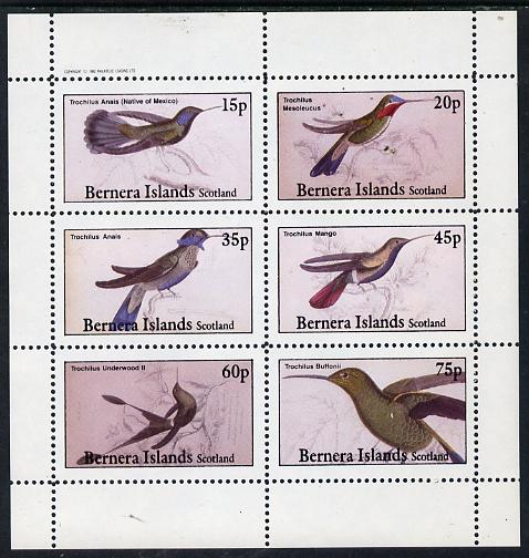 Bernera 1982 Hummingbirds perf set of 6 values (15p to 75p) unmounted mint, stamps on , stamps on  stamps on birds    humming-birds, stamps on  stamps on hummingbirds