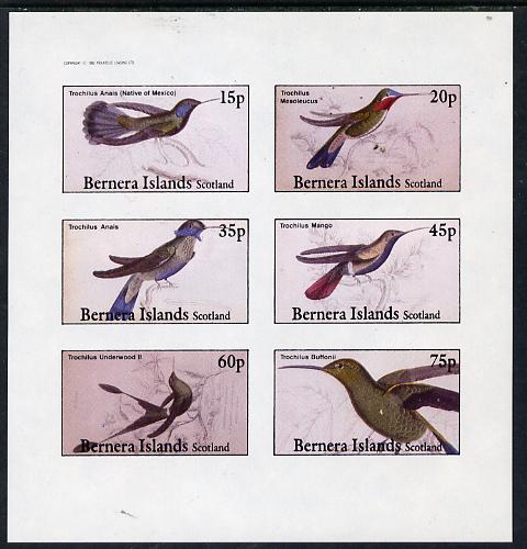 Bernera 1982 Hummingbirds imperf set of 6 values (15p to 75p) unmounted mint, stamps on birds, stamps on humming-birds, stamps on hummingbirds