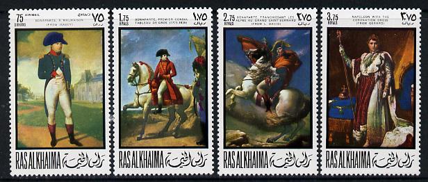 Ras Al Khaima 1969 Paintings of Napoleon perf set of 4 unmounted mint Mi 322-25A, stamps on arts   history  personalities    napoleon  , stamps on dictators.