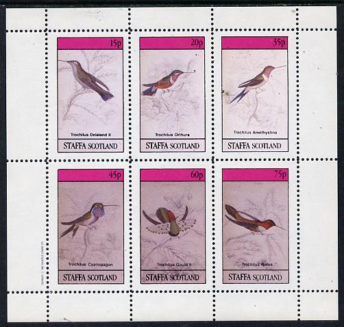 Staffa 1982 Hummingbirds #05 perf set of 6 values (15p to 75p) unmounted mint, stamps on birds, stamps on humming-birds, stamps on hummingbirds