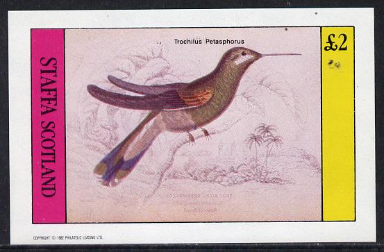 Staffa 1982 Hummingbirds #05 imperf deluxe sheet (£2 value) unmounted mint, stamps on birds, stamps on humming-birds, stamps on hummingbirds