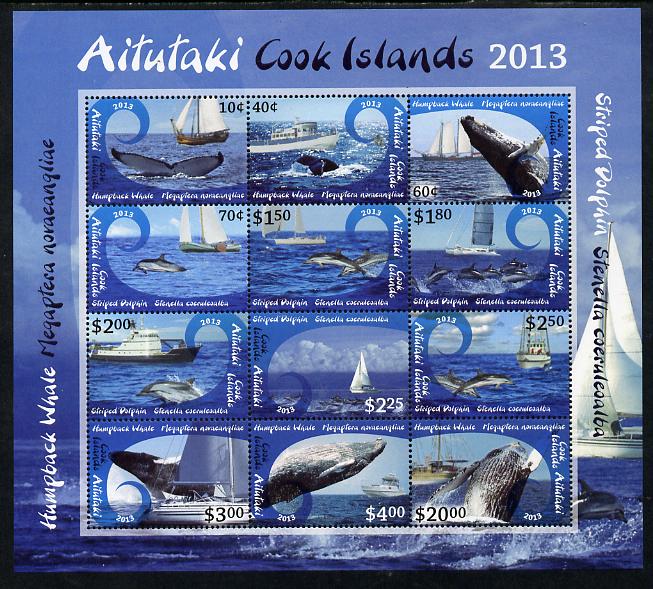 Cook Islands - Aitutaki 2013 Whales & Ships definitive perf sheetlet containing set of 12 values unmounted mint , stamps on , stamps on  stamps on marine life, stamps on  stamps on whales, stamps on  stamps on ships