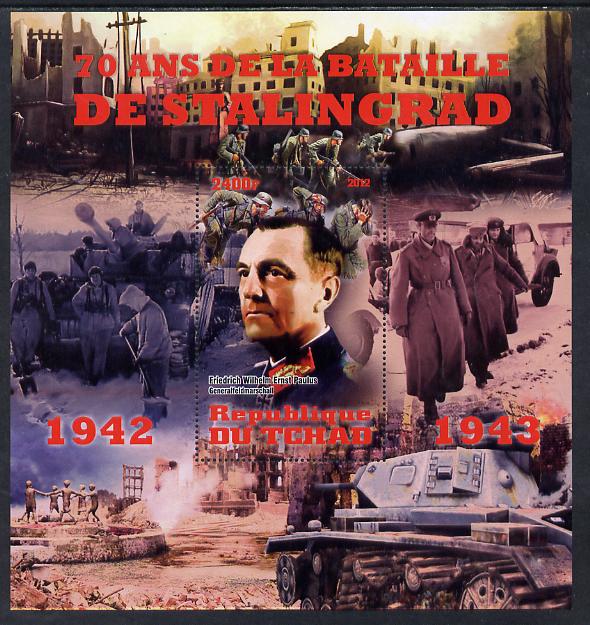 Chad 2012 World War 2 - 70th Anniv of Battle of Stalingrad #5 perf sheetlet containing one value unmounted mint, stamps on , stamps on  ww2 , stamps on battles, stamps on militaria, stamps on tanks