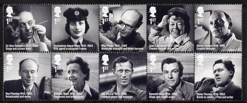 Great Britain 2014 Remarkable Lives perf perf set of 10 unmounted mint, stamps on personalities, stamps on science, stamps on nobel, stamps on  ww2 , stamps on films, stamps on cinema, stamps on movies, stamps on poetry, stamps on football, stamps on theatre, stamps on radio
