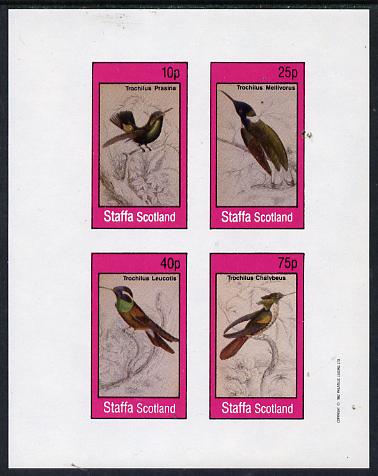 Staffa 1982 Hummingbirds #07 imperf,set of 4 values (10p to 75p) unmounted mint , stamps on , stamps on  stamps on birds     humming-birds, stamps on  stamps on hummingbirds