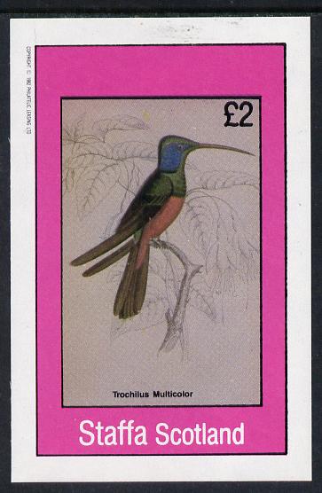 Staffa 1982 Hummingbirds #07 imperf deluxe sheet (£2 value) unmounted mint, stamps on birds, stamps on humming-birds, stamps on hummingbirds