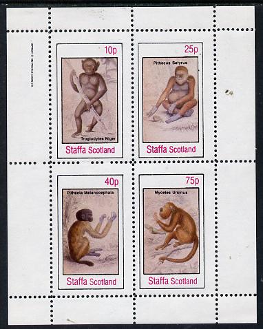Staffa 1982 Primates (Troglodytes Niger) perf  set of 4 values unmounted mint, stamps on , stamps on  stamps on animals    apes